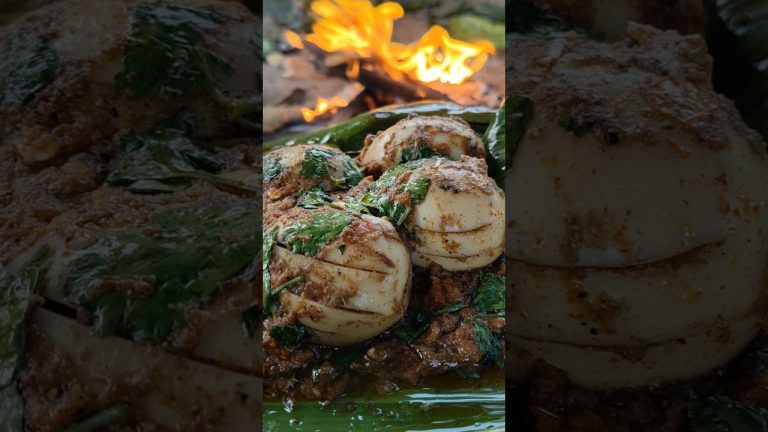 spicy eggs in banana leaf fry #shorts#eggfry