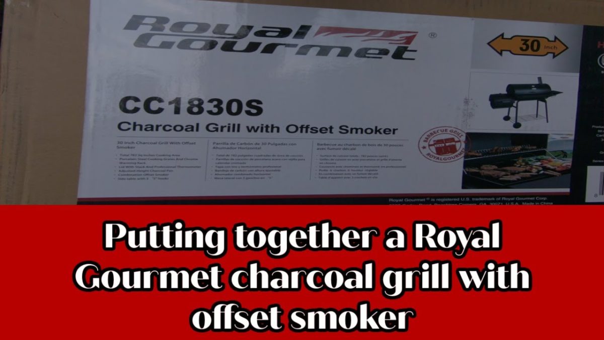 Putting together a Royal Gourmet charcoal grill with offset smoker
