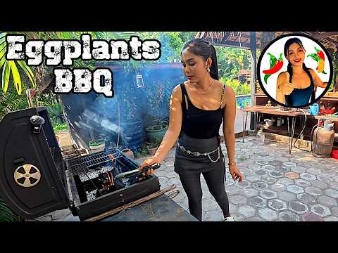 Wanna Cook With Me? Eggplants BBQ and Fish | Mukbang | No Narration
