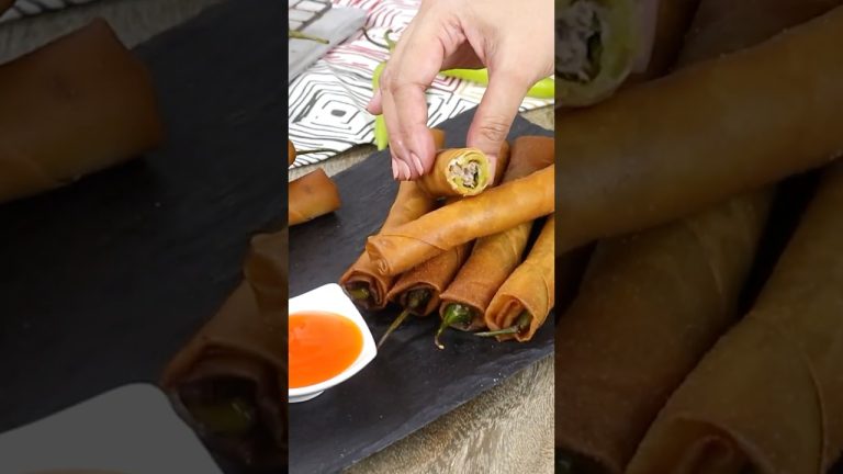 Dynamite Lumpia with chili pepper and pork filling | Crispy, spicy, and tasty   #shorts  #recipe