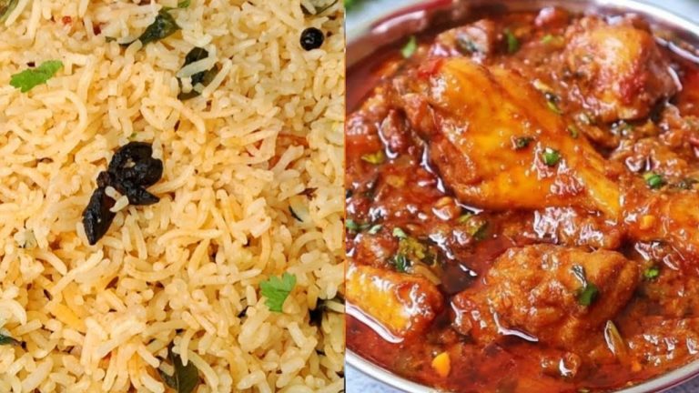 హోటల్లో ఎక్కడాదొరకని పెళ్లి భోజనాల్లో వడ్డించే బగారా అన్నం చికెన్ కర్రీ😋 Bagara Rice👌 Chicken Curry