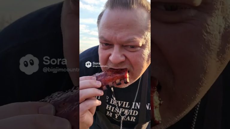 Big Jim country boys smoke and meet again St Louis style BBQ ribs hot off the smoker