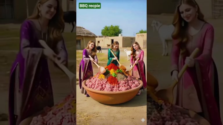 Tiny Kashmiri Ladies Cook GIANT BBQ 🔥 | Village Food Secrets 😋 #shorts