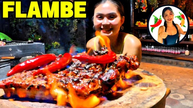 Asian Girl Amazing BBQ: Flambe Grilled Pork Belly