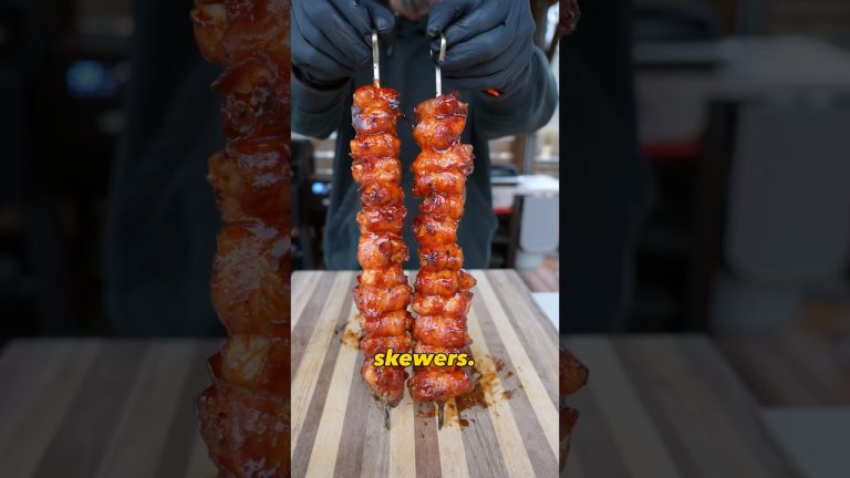 Bacon wrapped chicken skewers