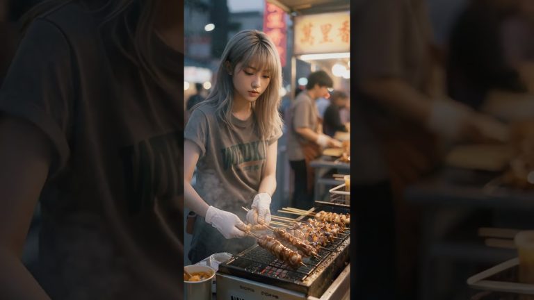 街頭的烤肉女神🍖Mystical Appearance of the Street BBQ Spirit#美女#宵夜#夜市 #shorts# #NightMarketVibes