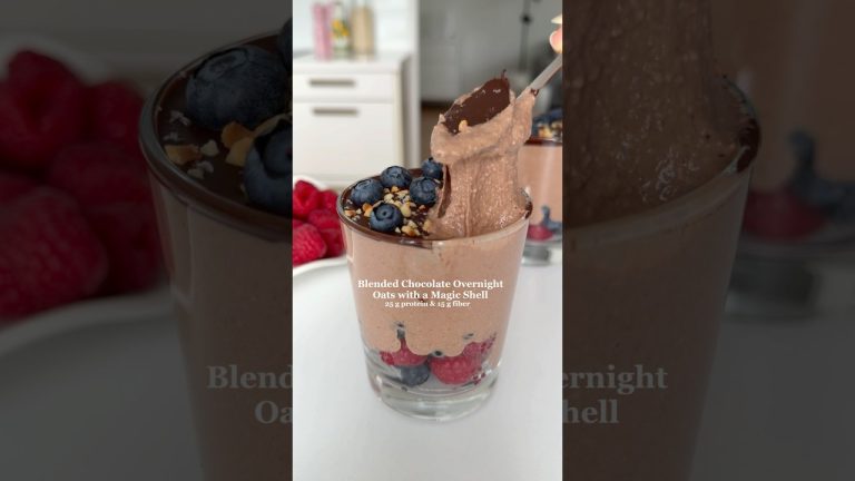 Blended Chocolate Overnight Oats😍 A high-fiber & high-protein breakfast idea😋 #breakfastideas