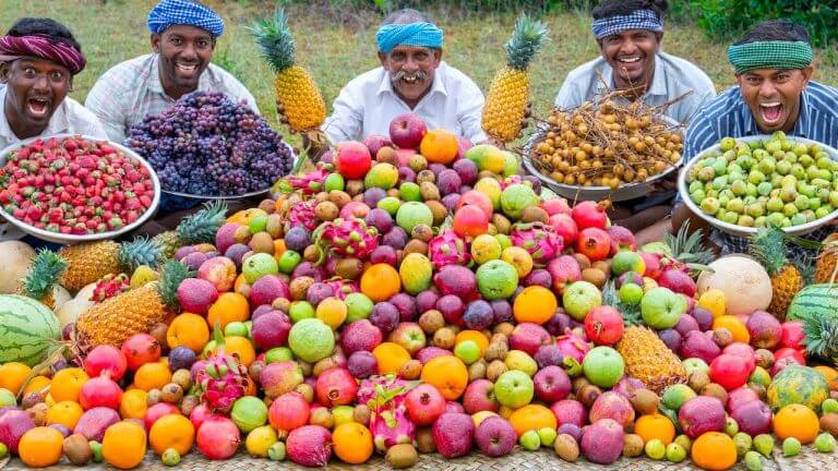 MIXED FRUIT JAM | Colorful Healthy Fruits Mixed Jam Recipe Cooking in Village | Fruits Cutting Skill