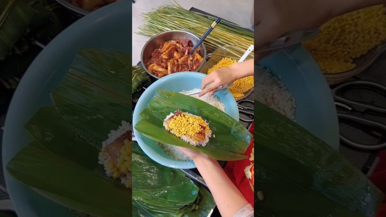 So Satisfying! 🎋 Wrapping Giant Chinese Pork Rice Dumplings #oddlysatisfying  #foodie