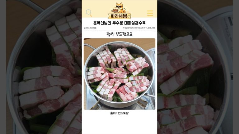 윤유선님의 밀푀유나베같은 무수분 대파삼겹수육