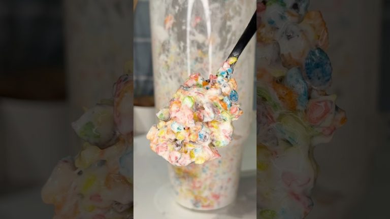 viral marshmallow fruity pebbles treat recipe 🥣🌈 #recipe #shorts #dessert #easydessert #food