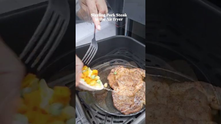 Sizzling Pork Steak in the Air fryer #ytshorts #airfryerrecipes #leneykitchen