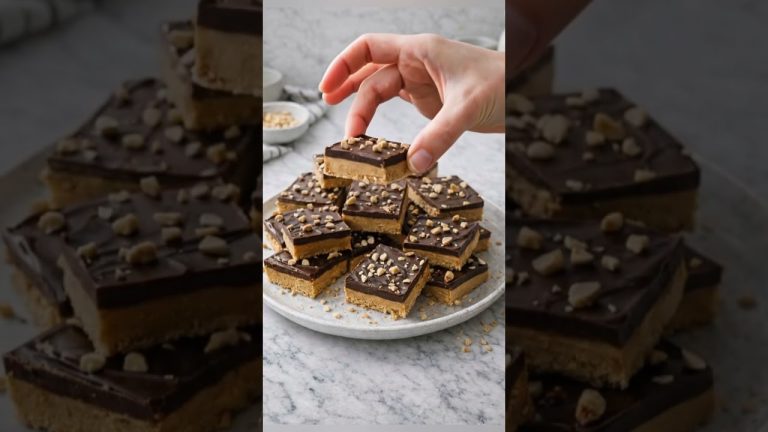 No-Bake Peanut Butter Bars (Chocolate Top) #dessert #nobake #peanutbutter