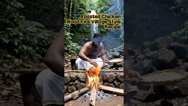 Juicy Roasted Chicken गांव में Waterfall के किनारे बनाया लाजवाब Chicken Recipe #shorts