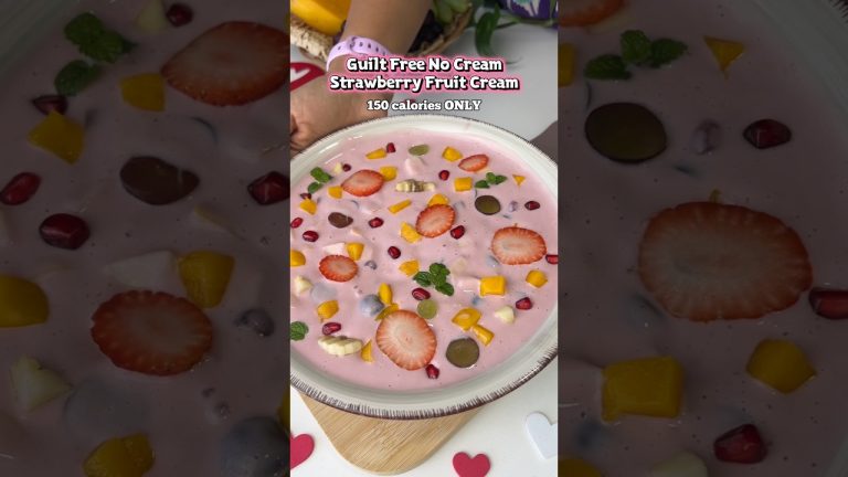 Guilt free No Cream Strawberry Fruit Cream !! 150 calories only & tastes soo good. No sugar low cal