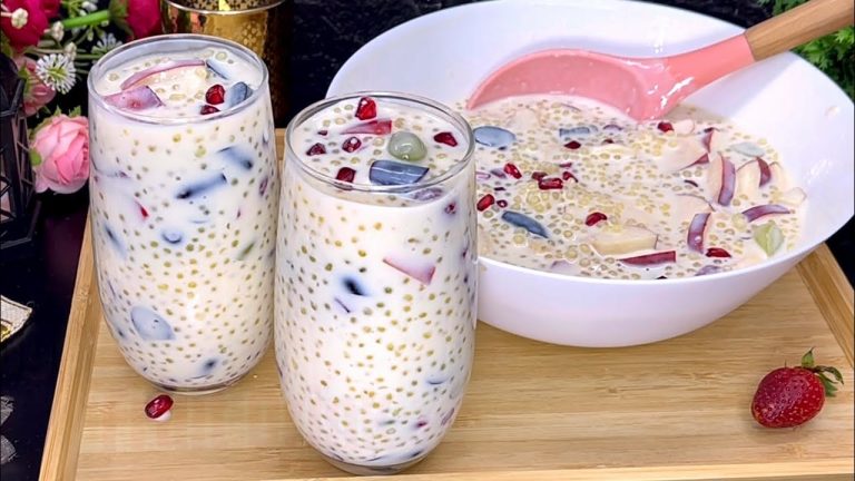 Ramzan Special Sago Fruit Drink Recipe | Creamy Sago Fruit Custard Drink | Summer Iftar Drink |