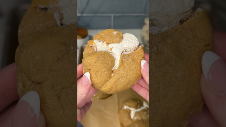 viral peanut butter marshmallow cookies recipe 🥜#marshmallow #peanutbutter #recipe #shorts #dessert