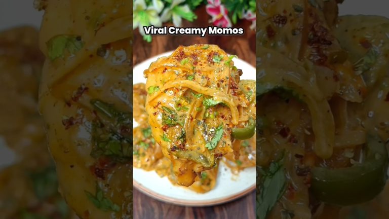 Spicy Creamy Momo Recipe🤤#shorts#recipe#viral #food#momos #momosrecipe #trending #shortsfeed #snacks