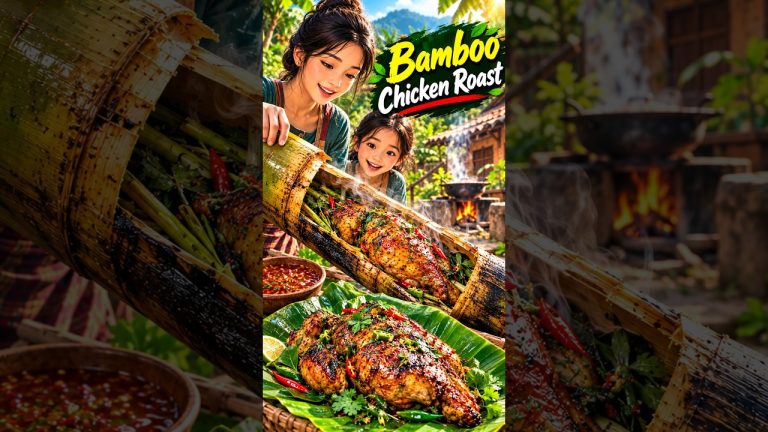 Bamboo Chicken Roast 🤤🔥 | Chicken Recipe Cooked Inside Bamboo #shorts #viral #trending